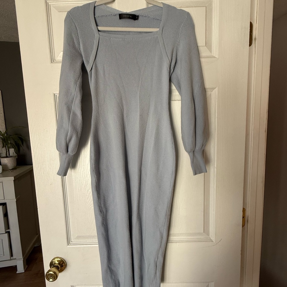Chic Long Sleeve light blue Dress